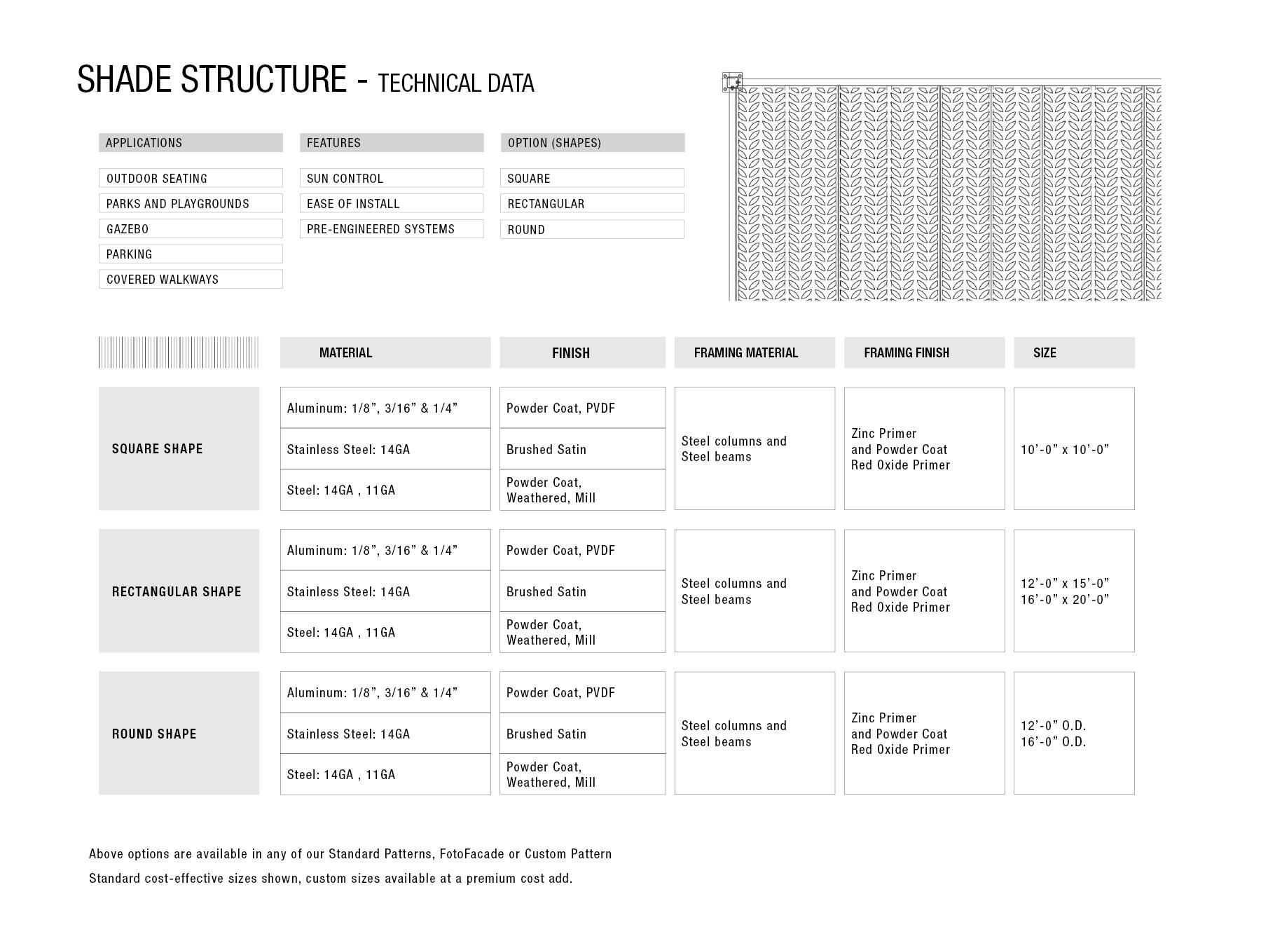 METALSPACES SUN CONTROL SYSTEMS SHADE STRUCTURE PRODUCT DATA