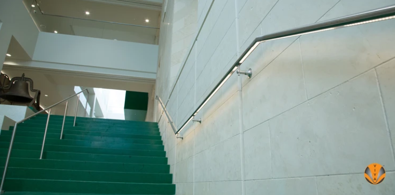 Modern metal railing system at the Hilton Austin Convention Center.