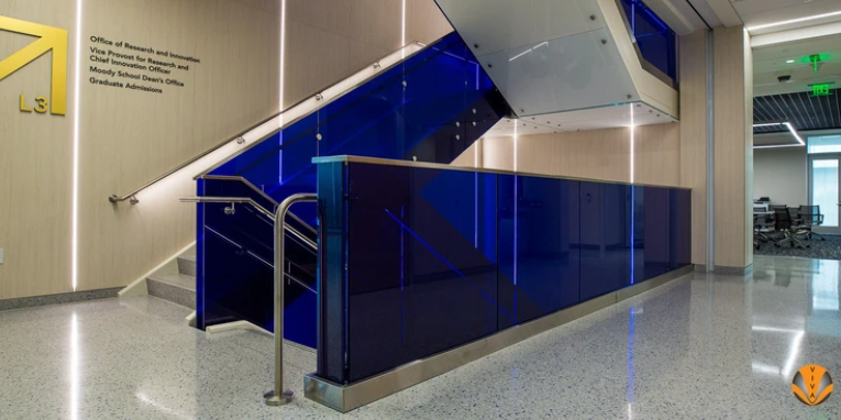 An image of the Anne Moody Hall project’s custom glass infill.