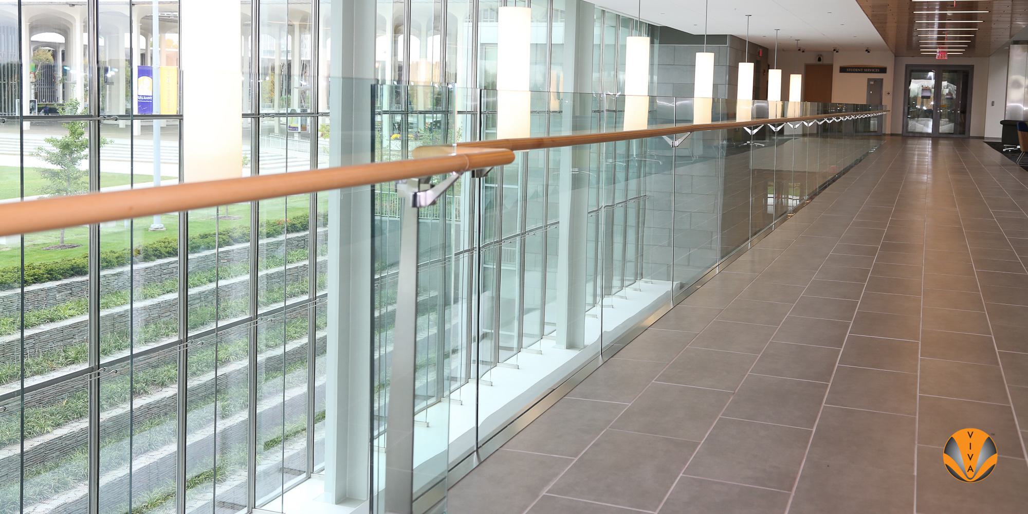 SUNY ALBANY NY SOLO GLASS WOOD HANDRAIL