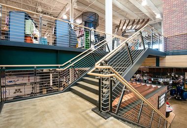 high-end commercial cable railing at retail store