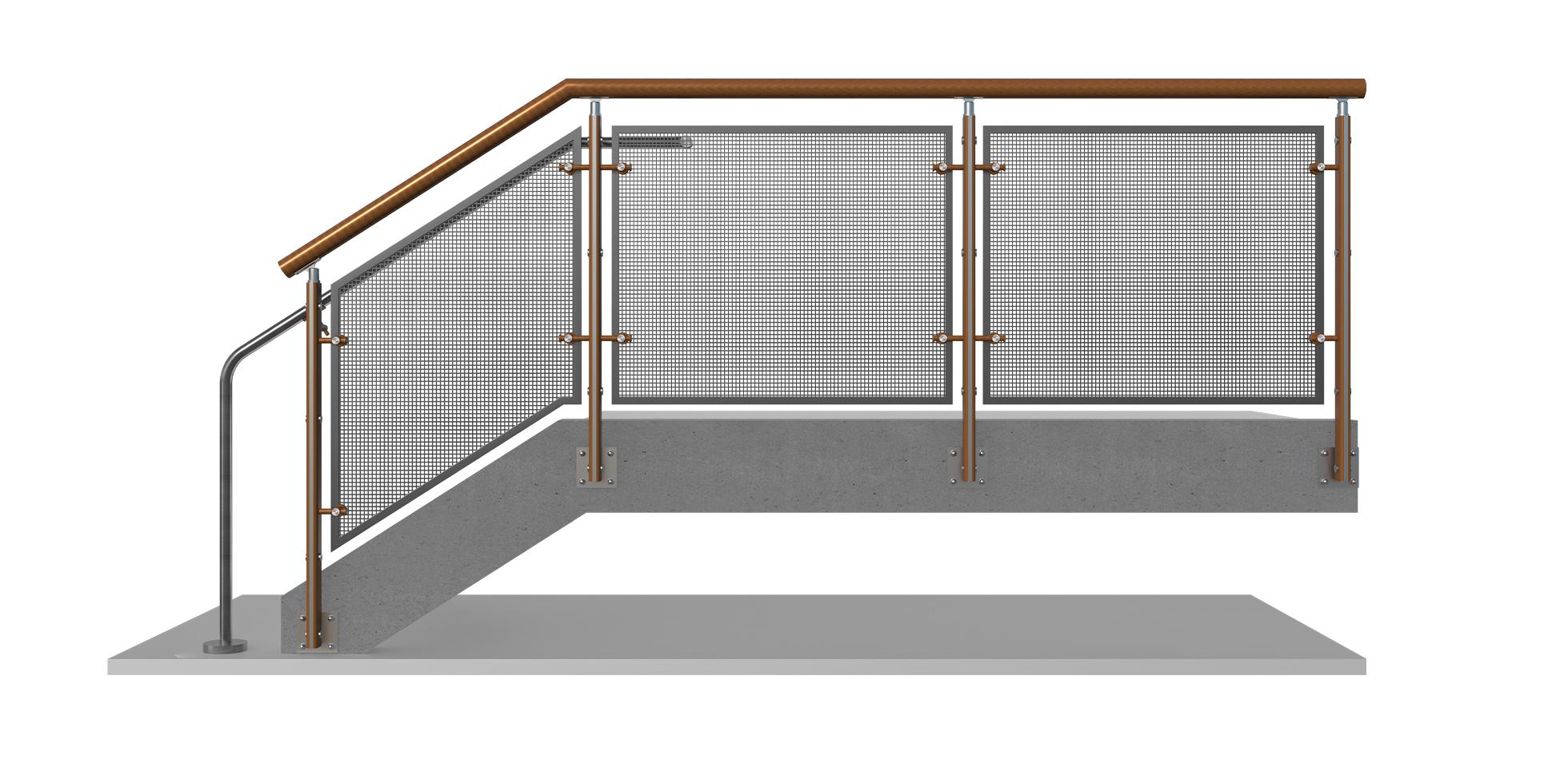 FIN PERF METAL WOOD RAILING Scene 2