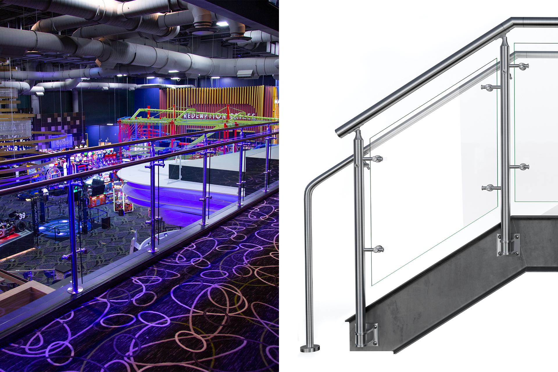 Circa glass railing system andretti indoors irail