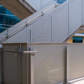 TXDOT OFFICE GARAGE CUSTOM PERF FRAME METAL PANEL RAILING SYSTEM 8 of 22