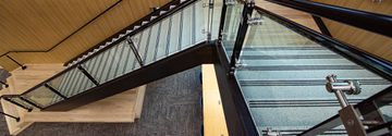 MODERN GLASS RAILING BLADE ANNA COMMUNITY LIBRARY POWDER COAT 14 of 32