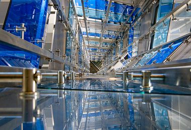 COLORED GLASS PANELS PERF METAL CUSTOM CUBE BUFFALO CLEMENS 11 of 15