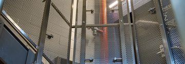 COLORED GLASS PANELS PERF METAL CUSTOM CUBE BUFFALO CLEMENS 3 of 15