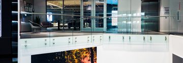 BUTTON GLASS RAILING VIEW PORSCHE SHOWROOM 17 of 21